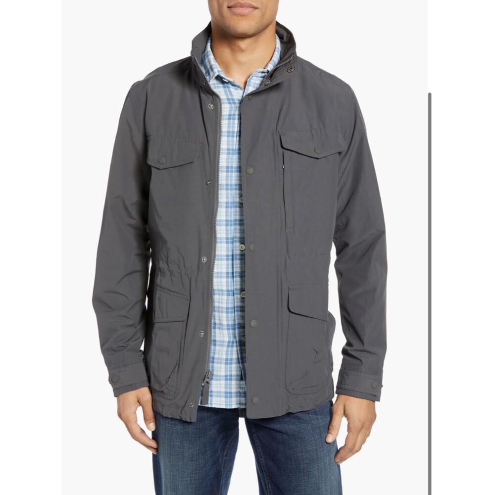 Faherty 60/40 Water Resistant Hooded Jacket Mens S Small Gray Gorpcore Outdoor